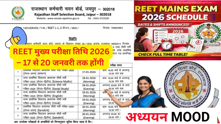 REET Mains Exam Date 2026 OUT