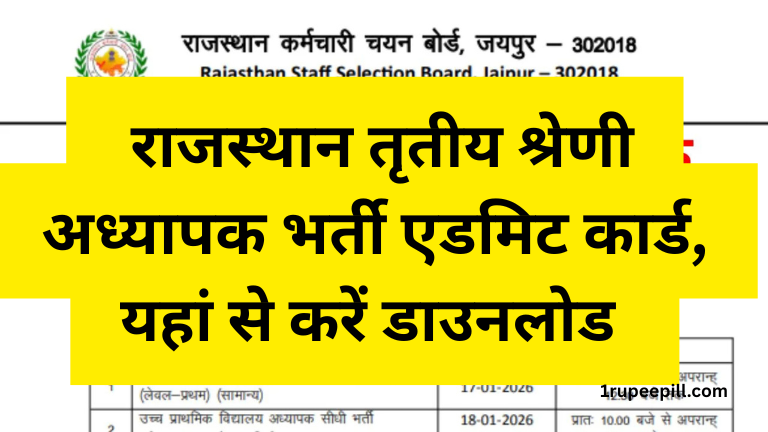Rajsthan 3rd Grade Teachers Bharti Admit Card 2026
