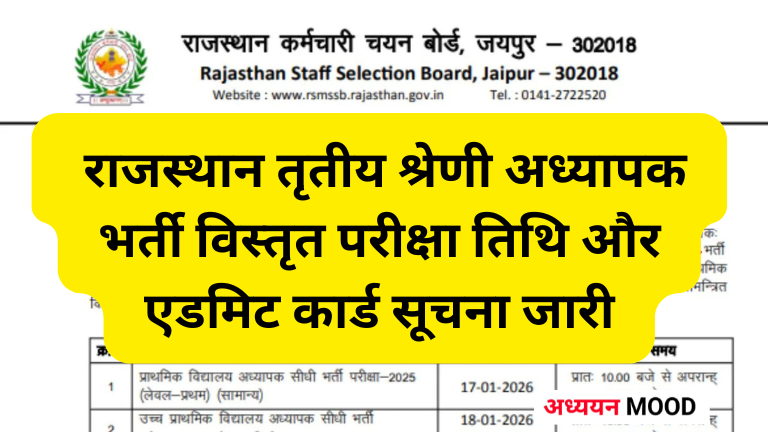 Rajsthan 3rd Grade Teachers Bharti Admit Card 2026