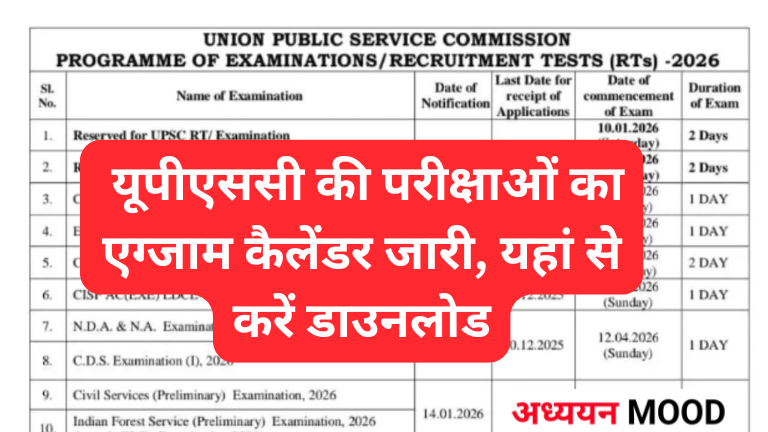 UPSC Exam Calendar 2026